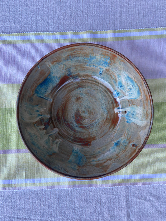 Cream and Rust Serving Bowl