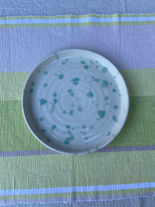 Cream with Seafoam Splash Plate